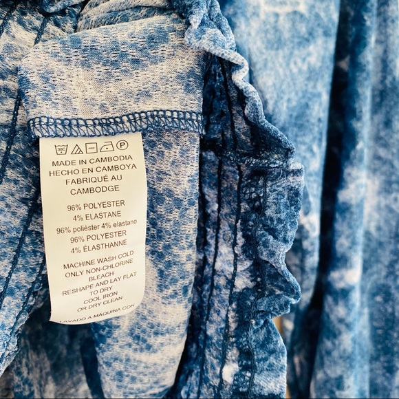 New Michael Kors Tie-Dye Long Sleeve Off the Shoulder Top - Picture 7 of 10